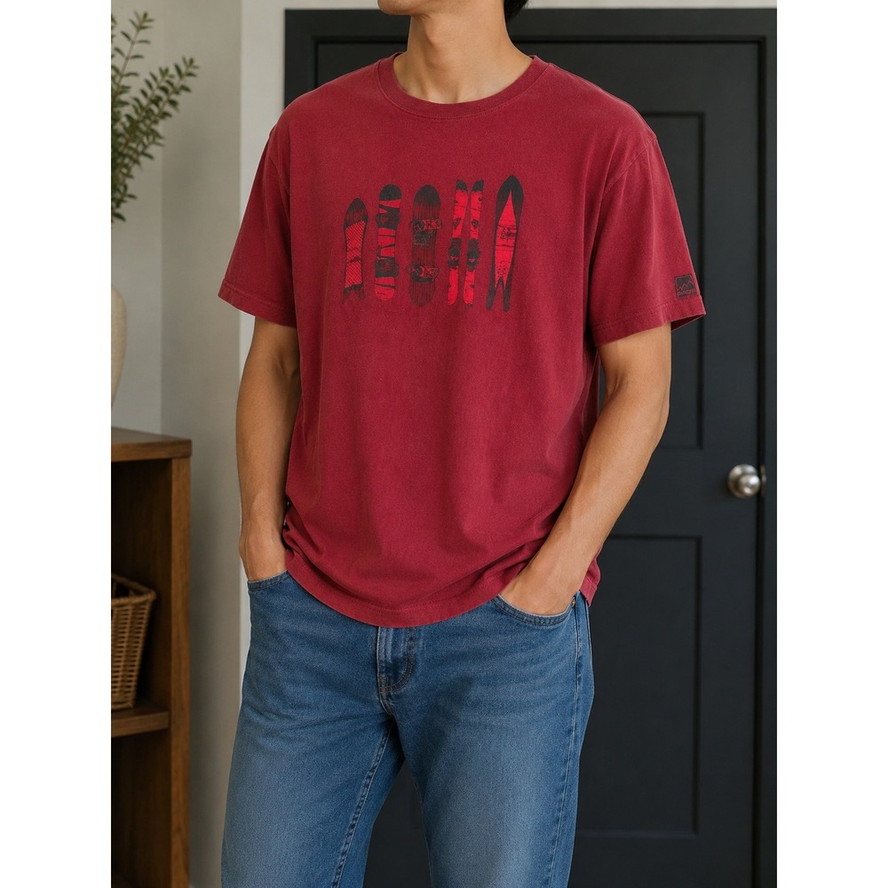 Patagonia Mens XXL Slim Fit T-Shirt Burgundy Red Ski Snowboard Graphic Cotton